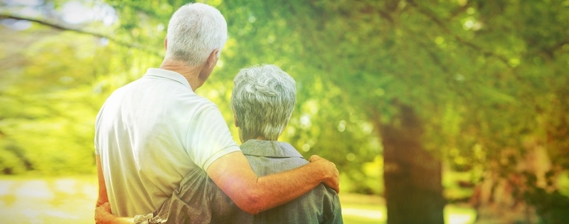 Happy old couple smiling