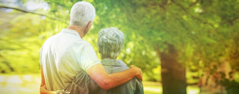 Happy old couple smiling