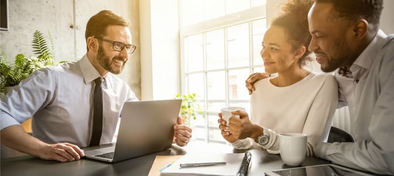 Family couple consultations with a lawyer or insurance agent.